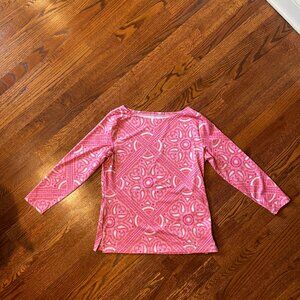 Vineyard Vines Pink Paisley Print Active Top - Size Small